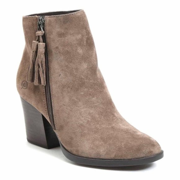 NWT 10M Born Suede Heeled Bootie w/ Tassel